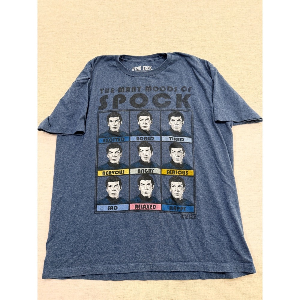 Star Trek T-Shirt Mens XL Blue Good The Many Moods of Spock Graphic Tee 2013